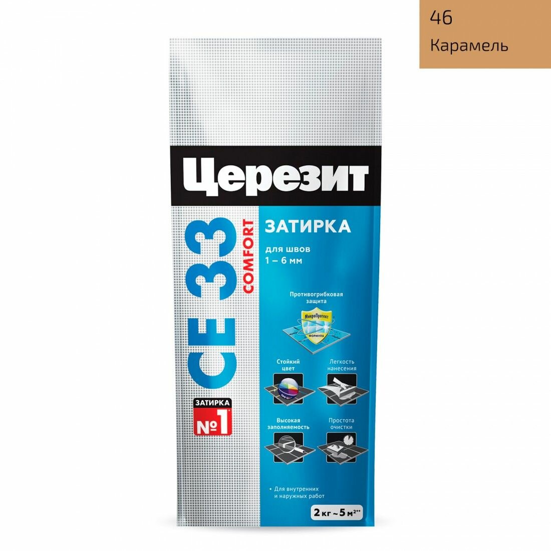 фото Затирка для плитки Церезит CE 33 Comfort №43 багама беж, для швов до 6 мм, 2 кг