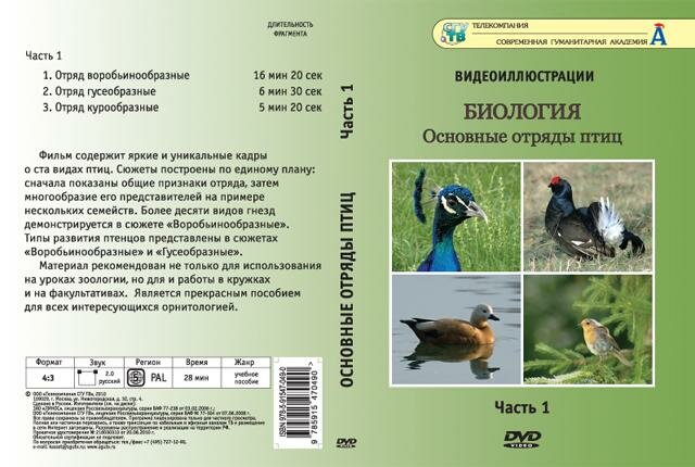 Биология. Основные отряды птиц. ч.1 (DVD, 3 фрагмента, 28 мин.)