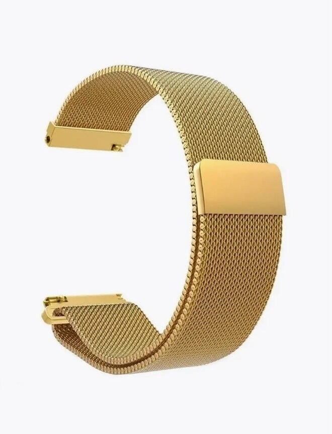 Стальной магнитный ремешок для Huawei Watch GT / GT2 / Samsung Watch 22 мм, миланская петля , золотой цвет.