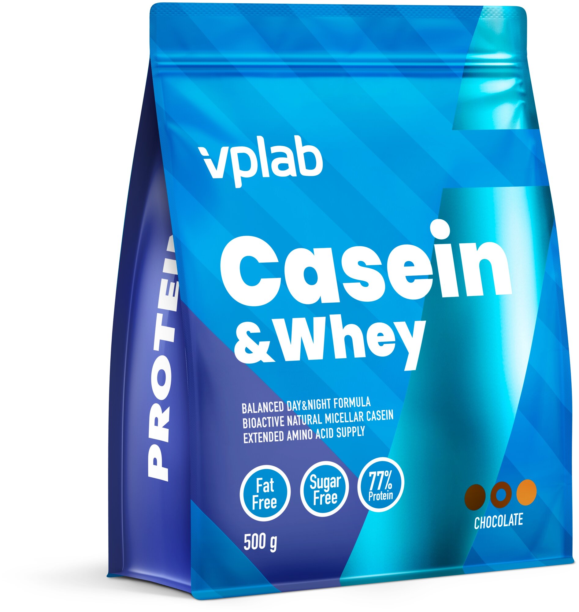 Казеин и Сывороточный протеин / VPLAB / Vplab Family / Casein & Whey / chocolate flavour / 500 g