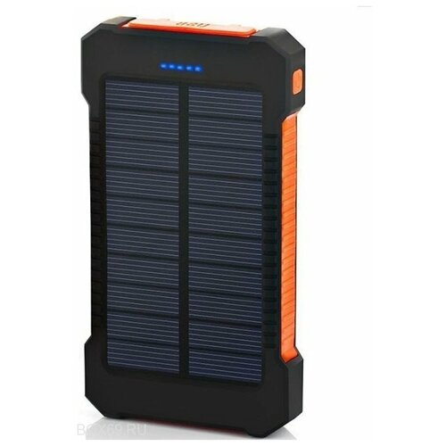 фото Внешний аккумулятор power bank с солнечной батарей 10000 мач, оранжевый nobrand 