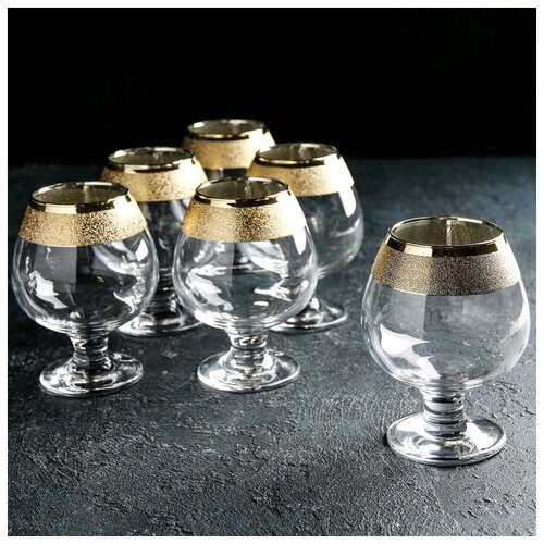 фото Набор бокалов для бренди 400 мл "золотой карат", 6 шт гусь-хрустальный