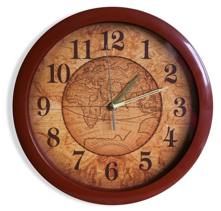 фото Часы настенные Соломон "Карта", коричневый обод, 28*28 см