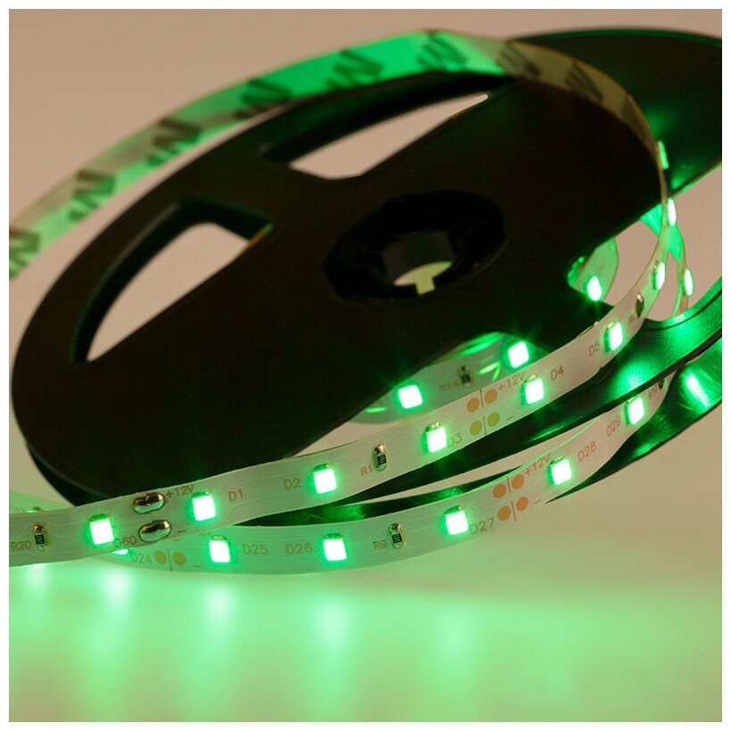 Светодиодная лента "SMD 3528" 8 мм IP23 60 LED/m 12V цвет: зеленый (5 м)
