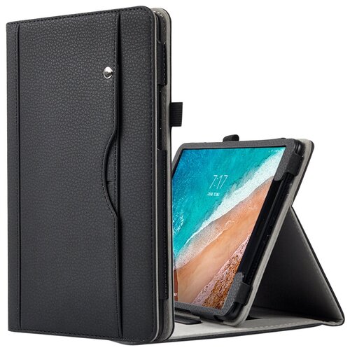 фото Чехол-футляр mypads для xiaomi mi pad 4 plus с визитницей и держателем для руки из натуральной кожи черный