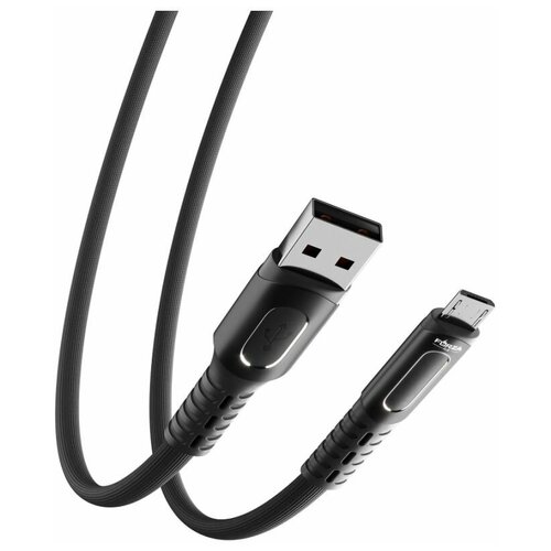 Кабель для зарядки FORZA Экстрим Micro USB, 1м, 2.4А, Быстрая зарядка QC3.0, ткань, серый цвет