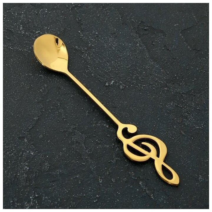 Ложка десертная Magistro «Нота» 15×26 см цвет золотой