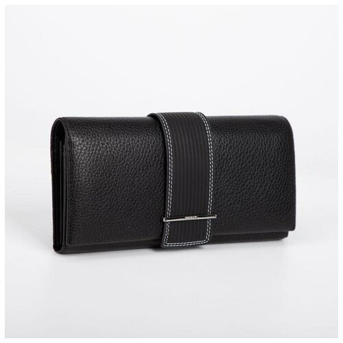 фото Кошелек жен 04-01-01. 19*3*9 см. 3 отд. д/карт. д/монет. 2 отд рамка. на клапане. черный 6924390 сима-ленд