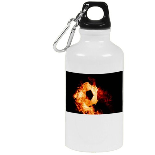 фото Бутылка с карабином coolpodarok футбол футбольный мяч в огне чёрный фон