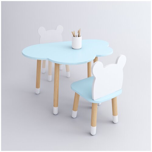 Комплект детской мебели DIMDOMkids стол Облако голубой стул Мишка голубой 3700₽