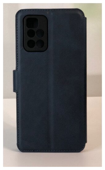 Чехол книжка для Xiaomi Redmi 10 кожаный синий с магнитной застежкой / магнитным замком / флипом / для Сяоми Редми 10