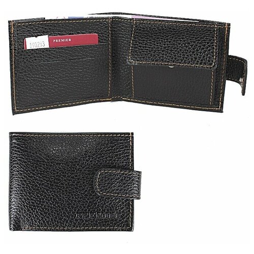 фото Портмоне мужское premier-м-51 натуральная кожа 2 отд, 4 карм, черный флотер джинс (21-10) 190293 премьер