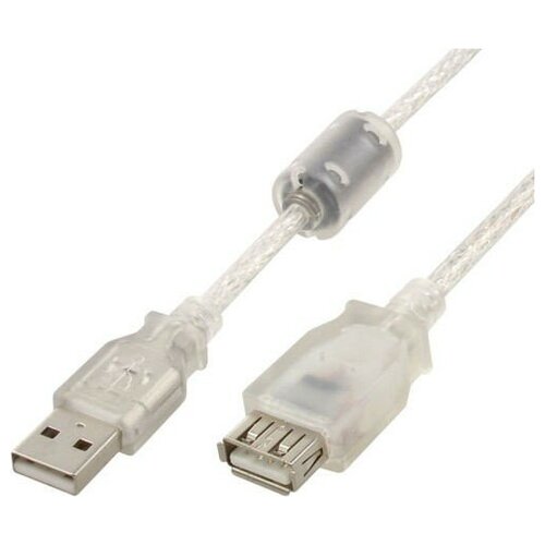 Cablexpert Кабель удлинитель USB2.0 Pro, AM/AF, 0,75м, экран, 2 феррит. кольца, прозрачный (CCF-USB2-AMAF-TR-0.75M) rode sc18 usb c usb a высокоскоростной кабель