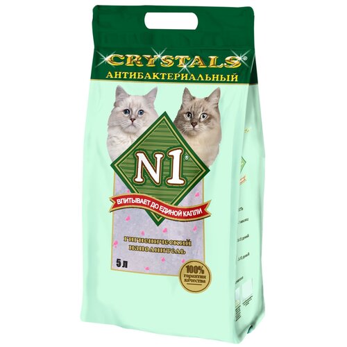 наполнитель n1 crystals green tea силикагель new 12 5л Впитывающий наполнитель N1 Crystals Антибактериальный, 5л, 1 шт.