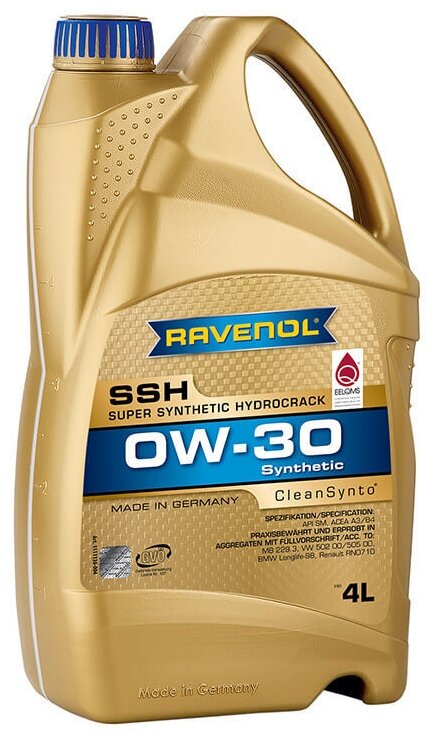 Синтетическое моторное масло RAVENOL Super Synthetic Hydrocrack SSH SAE 0W-30