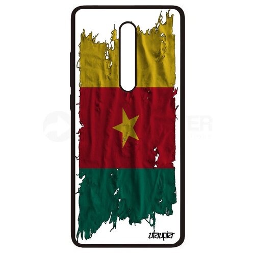 фото Защитный чехол на телефон // xiaomi redmi k20 // "флаг камеруна на ткани" страна государственный, utaupia, белый