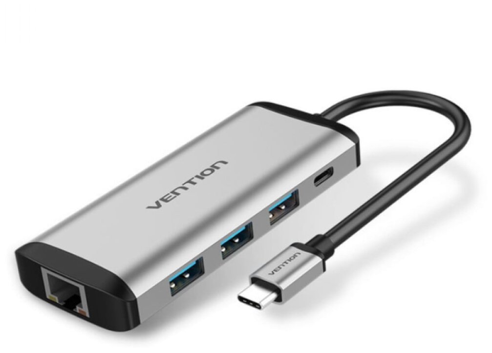 Сетевой адаптер Vention Usb-c M/ Gigabit Ethernet RJ45 F/otg хаб 3xUSB 3.0/PD (tgdhb) Tgdhb