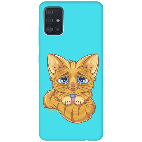 фото Ультратонкая защитная накладка soft touch для samsung galaxy a51 с принтом "crying cat" мятная gosso