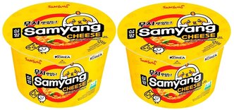 Лапша быстрого приготовления Samyang Cheese Big Bowl / Самоянг Чиз Биг со вкусом сыра 2 шт. 105 г. (Корея)