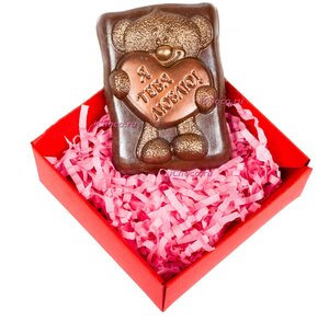 Шоколадная фигурка из бельгийского шоколада "Мишка "Я тебя люблю"