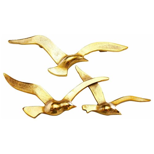 Интерьерное украшение на стену золотые чайки, металлическое, 35х12 см, Boltze