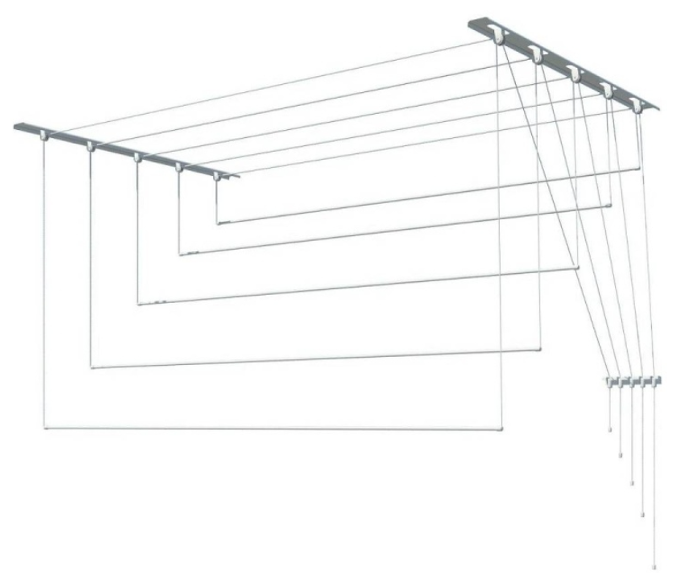 Навесная потолочная сушилка для белья 5 струн 120см регулируемая металл