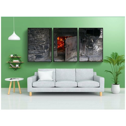 фото Набор модулных постеров для интерьера "бакгауз, каменный дом, выпечка хлеба" 60x90 см. в тубусе, без рамки lotsprints