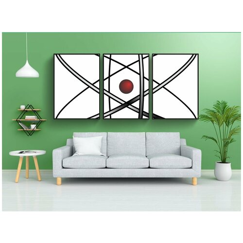 фото Набор модулных постеров для интерьера "атомное ядро, атом, наука" 60x90 см. в тубусе, без рамки lotsprints