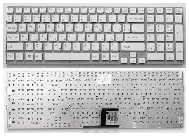 Клавиатура для ноутбука Sony Vaio VPC-EC25FXBI белая без рамки 1610₽