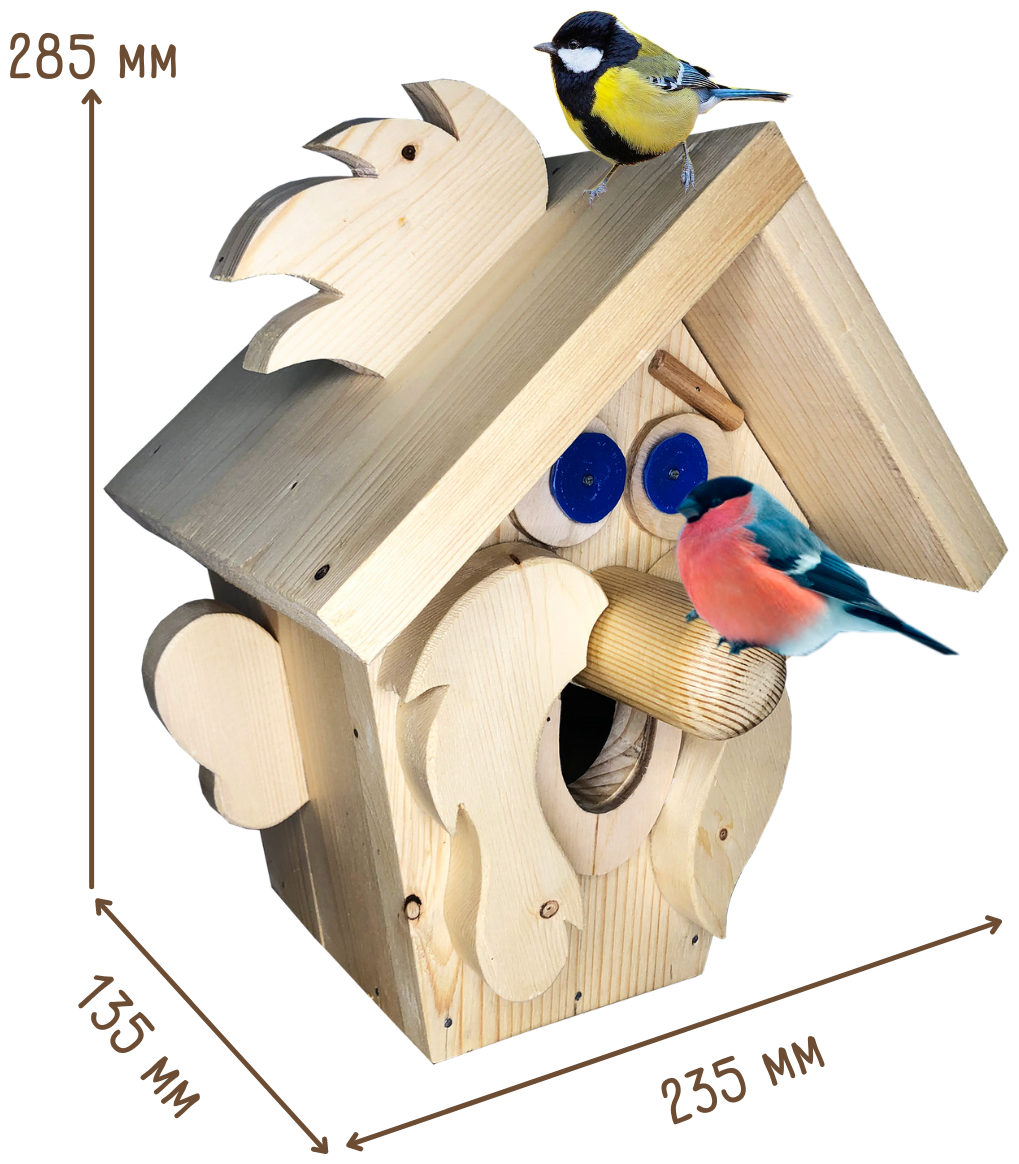Кормушка для птиц, на дачу, скворечник садовый, для птиц на дерево, зоотовары для птиц, кормушка для птиц и белок деревянная, кормушка ручной работы - фотография № 3