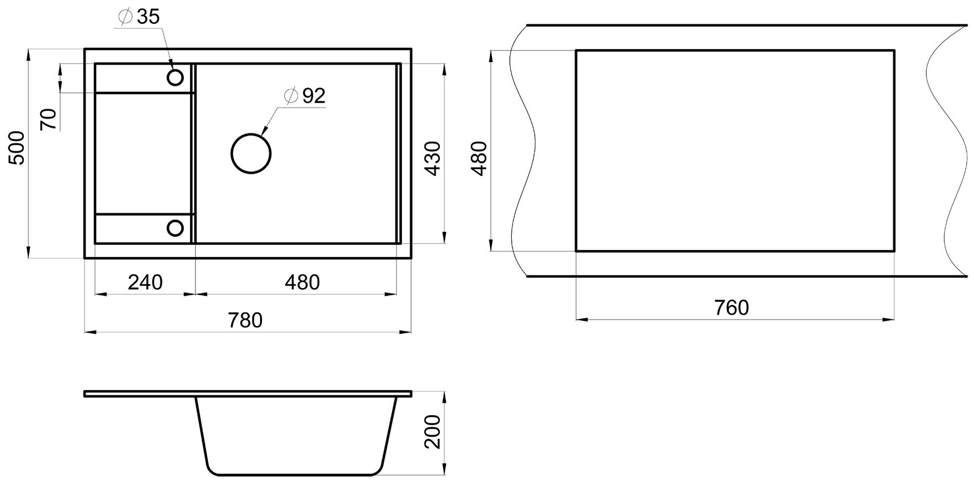 Кухонная мойка Granula GR-7805 (780*500) Алюминиум - фотография № 8