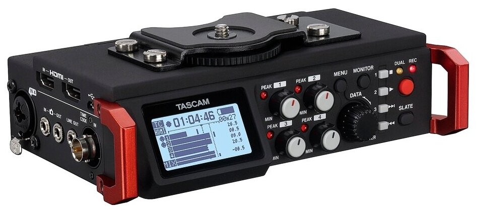Tascam DR-701D 6-канальный портативный аудиорекордер для DSLR камер , WAV/BWF, карты SD/SDHC/SDXC, TIME CODE IN BNC разъём, HDMI разъём