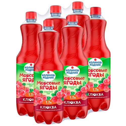 Напиток сокосодержащий Калинов Родник Морсовые ягоды Клюква, 1.7 л, 6 шт.
