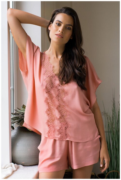 Пижама Laete, топ, шорты, размер XS, розовый