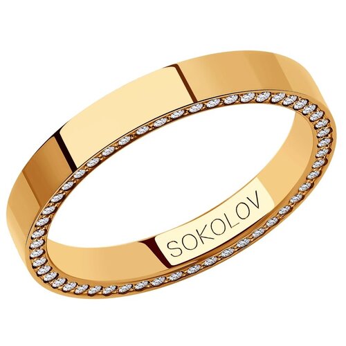 Кольцо SOKOLOV из золота с фианитами 111005-01, размер 21.5
