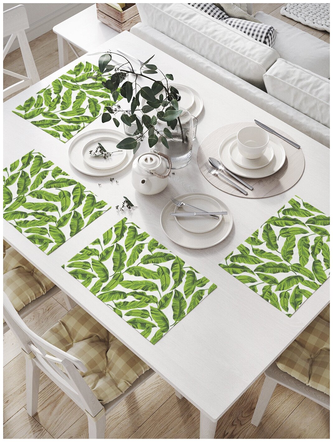 Комплект салфеток JoyArty "Зелень тропиков" для сервировки стола (32х46 см, 4 шт.)
