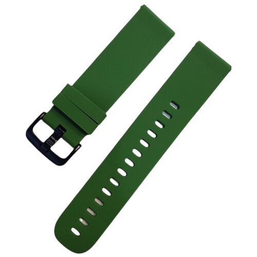 Ремешок силиконовый для наручных часов 22 мм зеленый.