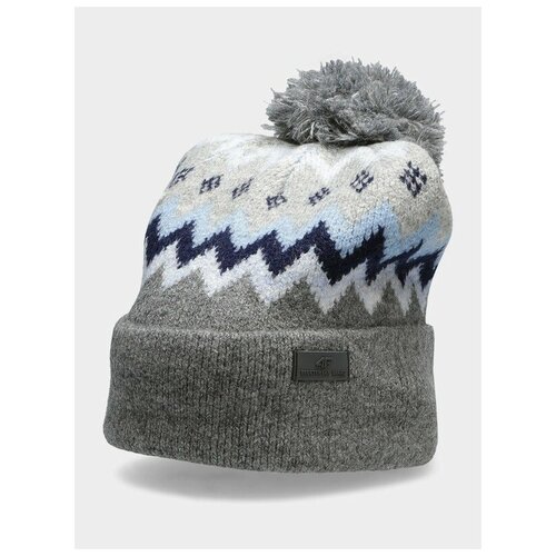 Шапка 4F, размер one size, серый, синий шапка бини s oliver демисезон зима шерсть вязаная утепленная размер onesize синий