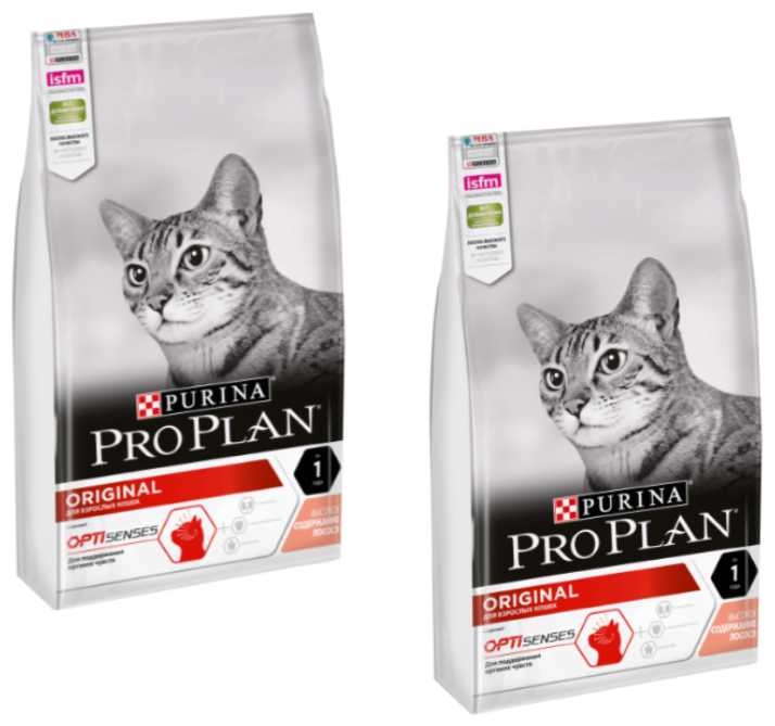 Purina Pro Plan Сухой корм для взрослых Кошек с лососем (Optisenses Original Adult) - 1217206212369714 1,5 кг 21315 (2 шт)