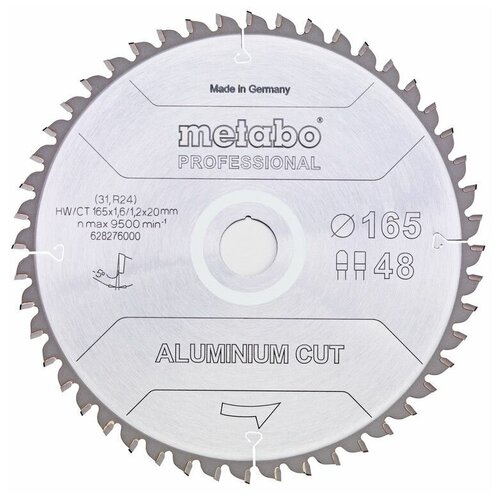 Пильное полотно «aluminium cut — professional», 190x30 Z52 FZ/TZ 5° отрицат. (628296000) Metabo