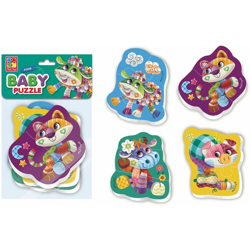 Купить Мягкие пазлы Baby Puzzle Чудо ферма 4 картинки, 13 эл., Vladi Toys