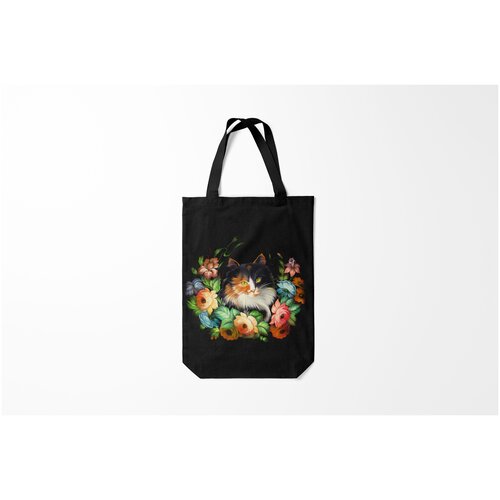 фото Сумка-шоппер / 31х42 см / девушкам / милые создания трехцветная кошка burnettie