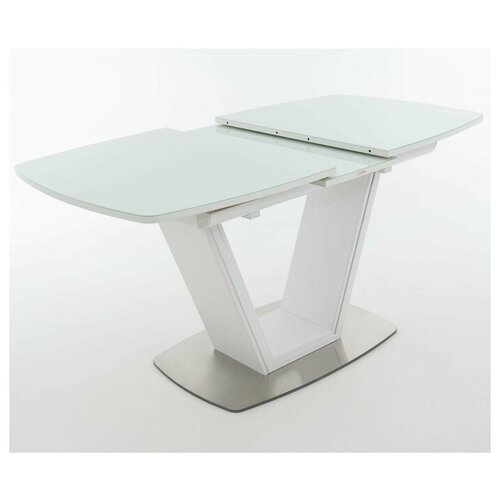 EVITAmeb Стол обеденный Севилья столешница капучино нога белая / кухонный стол / стол для кухни / стол стеклянный / стол раздвижной / стол раскладной