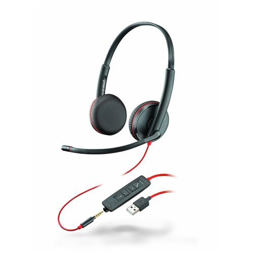 Наушники с микрофоном PLANTRONICS Blackwire C3225, черный/красный