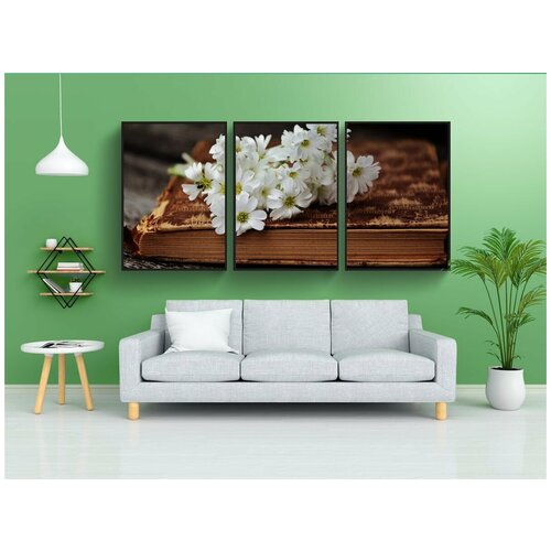 фото Модульный постер "книга, старая книга, читать" 180x90 см. из 3х частей в тубусе, без рамки lotsprints