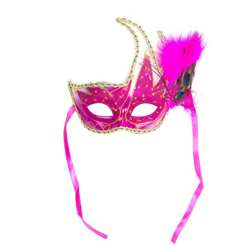 Карнавальная венецианская маска фиолетовая с золотом 23 см