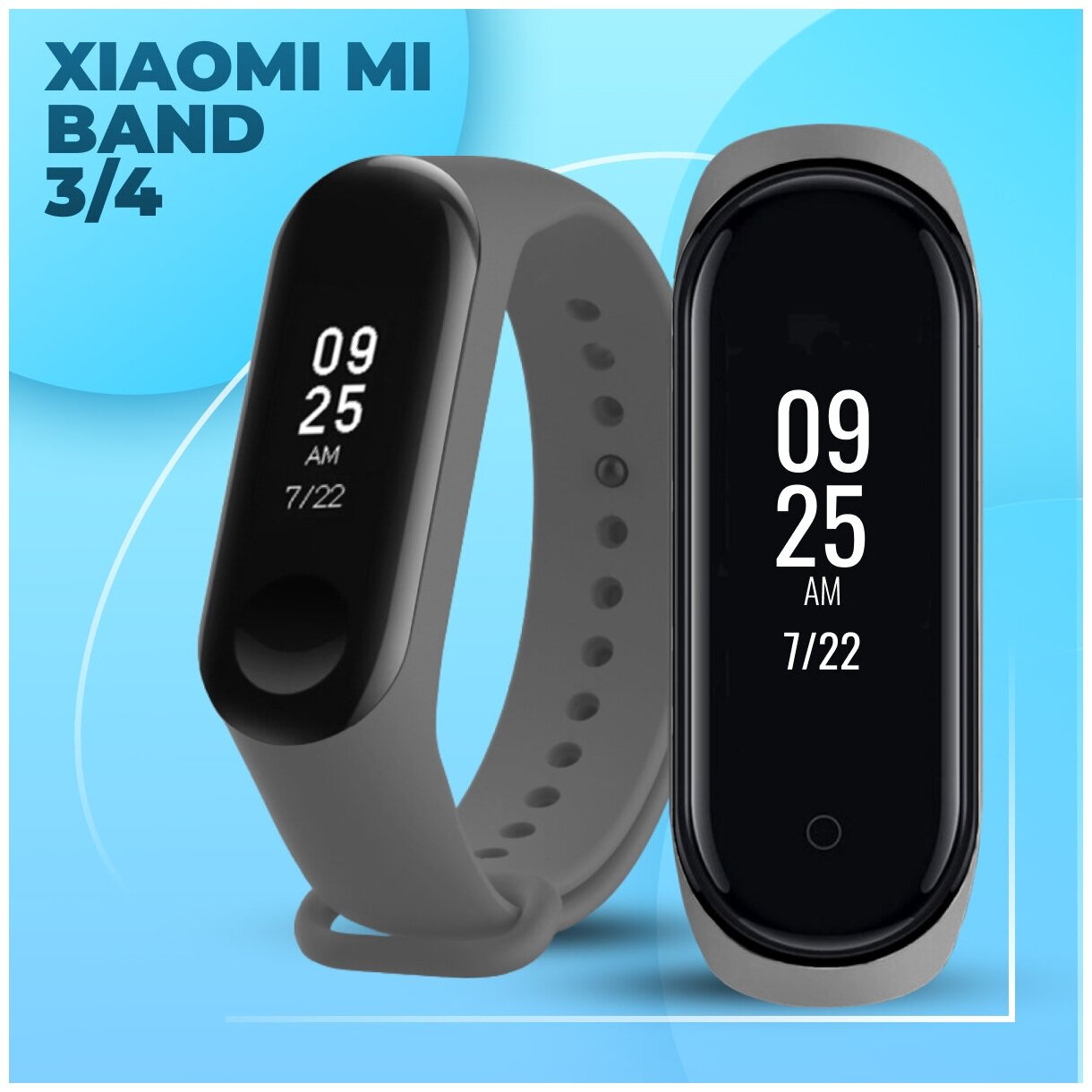 LS / Силиконовый ремешок для фитнес браслета Xiaomi Mi Band 3 и Mi Band 4 / Сменный браслет для смарт часов Сяоми Ми Бэнд 3 и Ми Бэнд 4 (Серый)