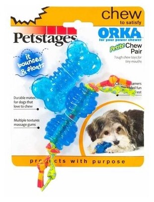 Petstages Набор из двух игрушек для собак мелких пород орка косточка + гантеля 7 см | Orka Chew Pair Petite, 0,077 кг, 38960