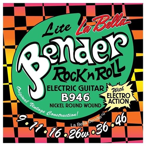 B946 The Bender Lite Комплект струн для электрогитары, никелированные, 9-46, La Bella струны для электрогитары la bella b838 the bender ultra