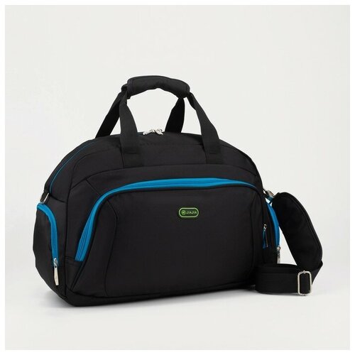 фото Сумка спортивная, отдел на молнии, 3 наружных кармана, длинный ремень, цвет чёрный/синий барсоня